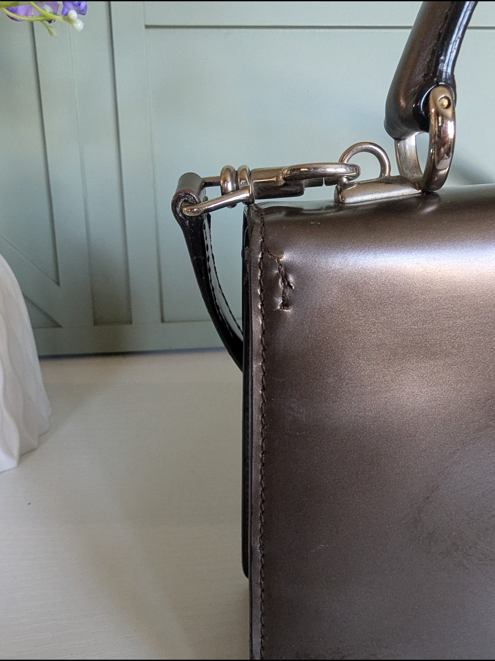 Gucci Metallic Brown Leather Top-Handle Bag - Picture 5 of 12